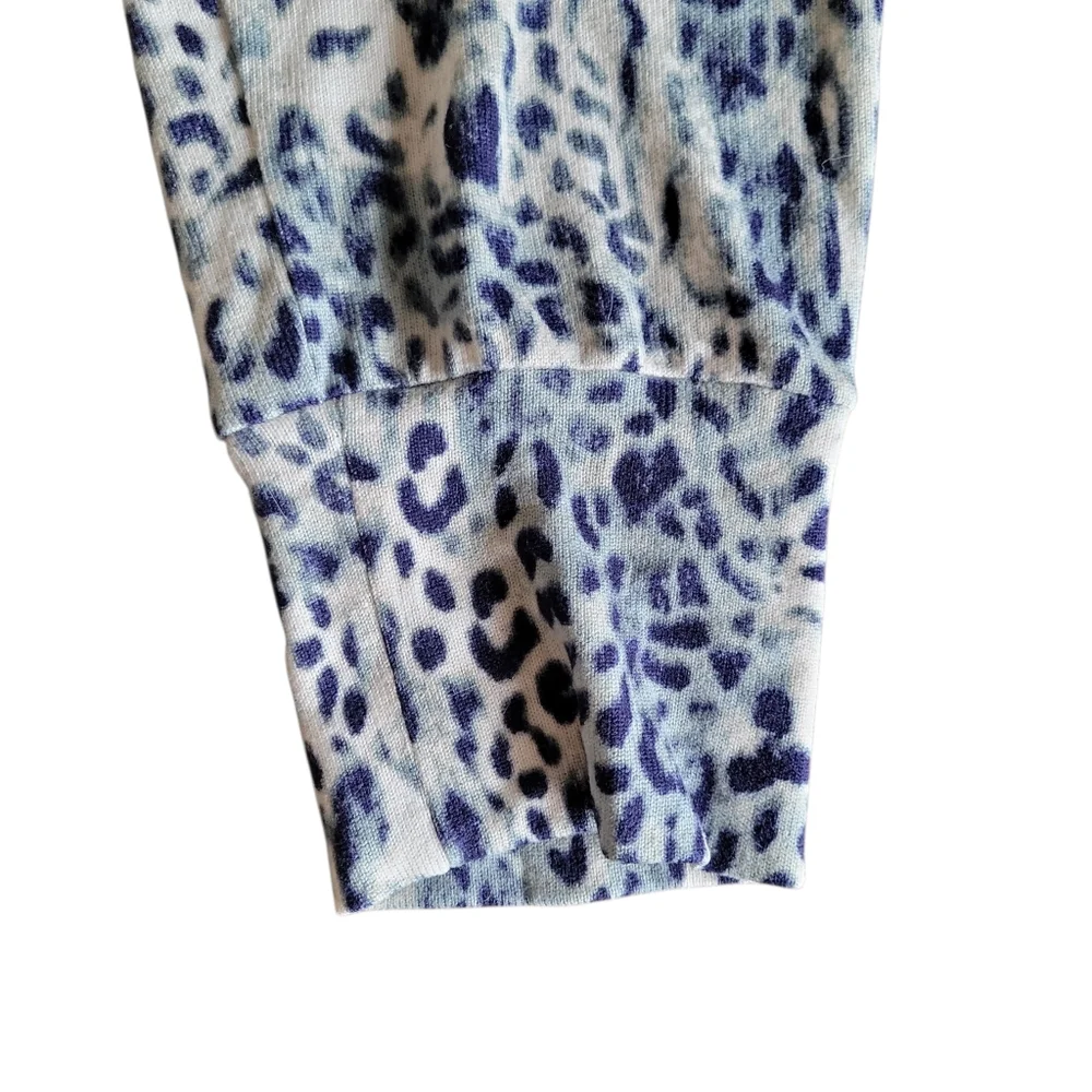 Midnight Bakery Blue & White Leopard Print Pajama Set Women's Size S